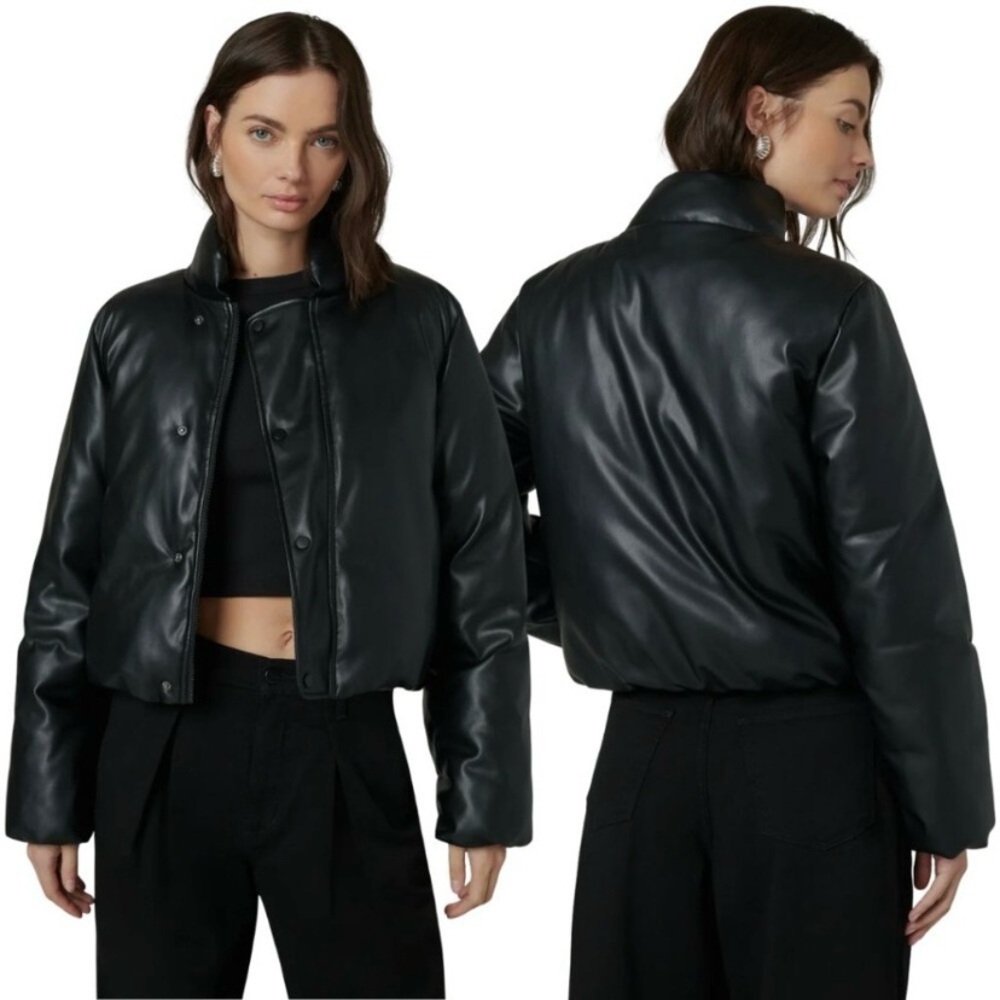 Joe’s Collection The Kiki Vegan Leather Puffer Bomber Jacket New Large